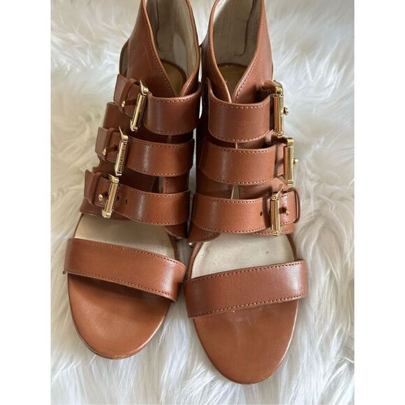 Michael kors brown leather strapped heels size 8.5 - Picture 1 of 9